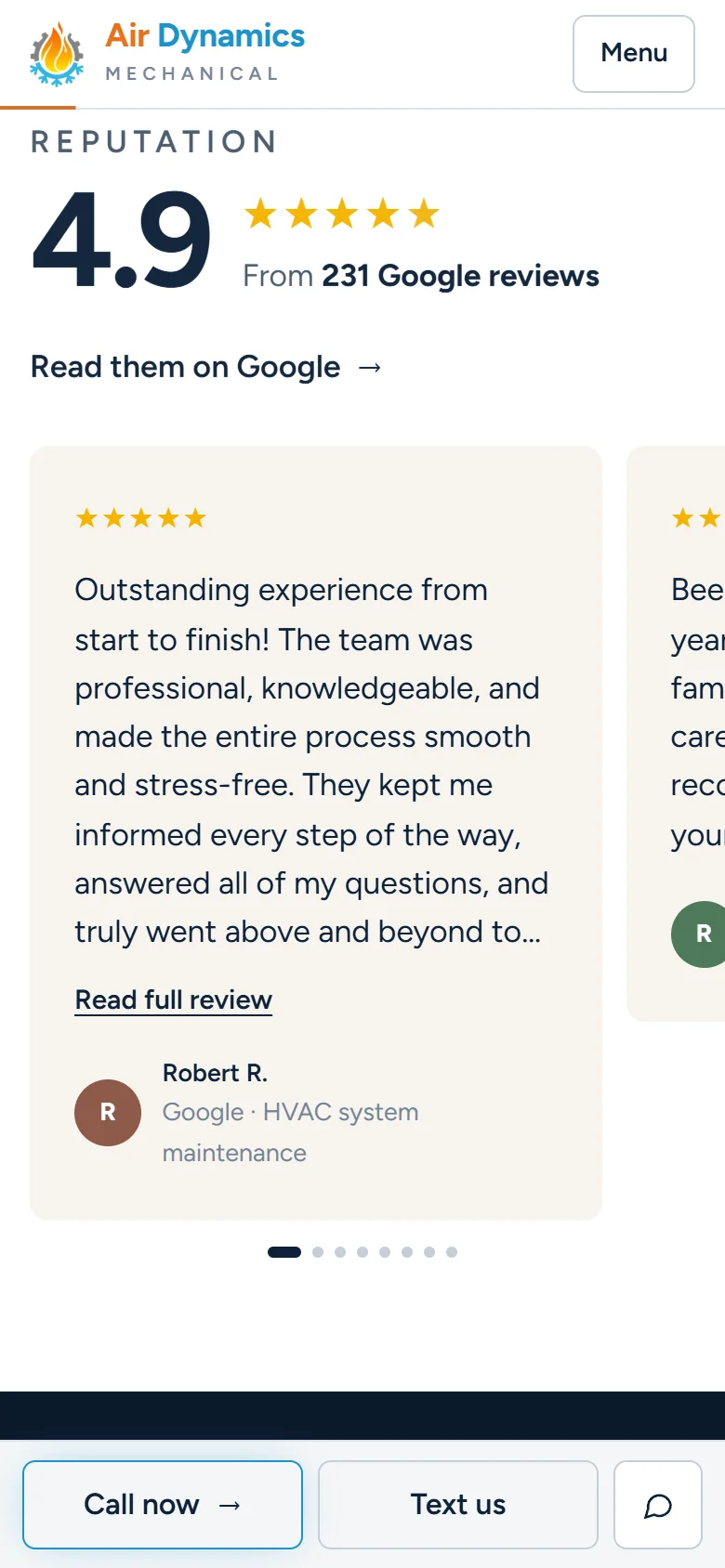 After: New site showing 4.9 stars and real customer reviews